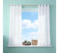 GUOJUN Kitchen Curtains 100 x 275 cm UV Protected, with Eyelets, Light Filtering Light Filtering Semi for Bedroom Living Room, White