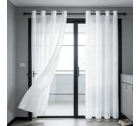 GUOJUN Net Curtains 100 x 275 cm with Eyelets, Darkening, Light Filtering Eyelet Blackout Curtain for Bedroom Living Room, White