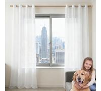 GUOJUN Net Curtains 55 x 190 cm Sunlight Blocking, with Eyelets Cafe Net Curtain for Bedroom Living Room, White