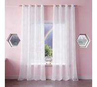 GUOJUN Sheer Curtains 100 x 275 cm with Eyelets, Darkening, Light Filtering Eyelet Blackout Curtain for Living Room Bedroom, White