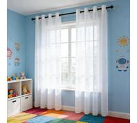 GUOJUN Small Window Curtain 280 x 280 cm Sunlight Blocking, with Eyelets Window Panels for Living Room Bedroom, White