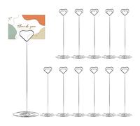 GUOKOFF 12 Pcs Table Number Holders, 220mm Place Card Holder, Tall Table Number Stands Heart Shape Memo Holder Stand Clip Photo Picture Holders for Wedding Party Restaurant (Silver)