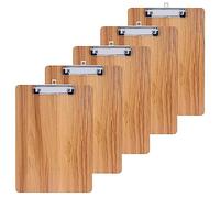 GUOKOFF 5 Pack A4 Clipboard, Wooden Clipboards with Hanging Hole, Clipboard Hardboard Paper Holder Writing Board, Quality Memo File Clip Board Wooden Clip Hardboard