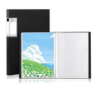 GUOKOFF A3 Display Book Folder 20 Pocket, 2 PCS Art Portfolio Presentation Folder with Clear Plastic Sleeve, A3 Display Book for Painting Artwork School Office (Black)