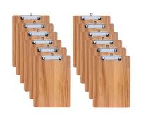 GUOKOFF A4 Clipboard, 12 PCS Wooden Clipboards, Clipboard with Low Profile Clip and Hanging Hole, Hardboard Clipboard Wooden Clip Board for School, Office