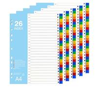 GUOKOFF A4 File Dividers, 26 Part Folder Dividers, A-Z Index Dividers, 5 Pack Plastic Binder Dividers with Multi Hole Punched, Subject Dividers for Lever Arch Files
