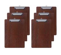 GUOKOFF A5 Clipboard, 6 Pack Wooden Clipboards with Hanging Hole, A5 Clipboard Hardboard Paper Holder Writing Board, Quality Memo File Clip Board Wooden Clip Hardboard