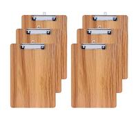 GUOKOFF A5 Clipboard, 6 Pack Wooden Clipboards with Hanging Hole, Clipboard Hardboard Paper Holder Writing Board, Quality Memo File Clip Board Wooden Clip Hardboard