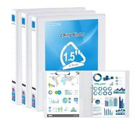 GUOKOFF Ring Binder A4, 3Pcs 2-Ring Binder with Clipboard, 45mm Spine, Clipboard Ring Binders with Customisable Cover, Clipboard Folio for Office Business Restaurant