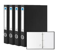 GUOKOFF Ring Binders A4, 4 Pcs 3 D-Ring Binders, 45mm Spine, Heavy Duty Board Construction Ring Folders for School, Office (Black)