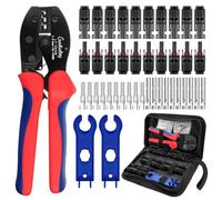 Guokukey Crimping Pliers Set for 2.5/4/6 mm² Solar PV Cable, Includes 5x MC4 Connectors, 9x Male/Female Solar Plugs, Storage Box, Ergonomic Design