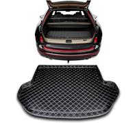 GUOLEIOO Car Leather Boot Mats for Mazda CX-5 2017-2024 All-Weather Boot Liner, Waterproof, Non-Slip, Cargo Carpet Protective Mat,Black~beige