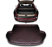 GUOLEIOO Car Leather Boot Mats for Mazda CX-5 2017-2024 All-Weather Boot Liner, Waterproof, Non-Slip, Cargo Carpet Protective Mat,Black~red