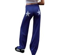 GUOLEZEEV Women Sweatpants Open Bottom Drawstring Elastic Waist Wide Leg Spring/Fall Pants with Pockets, Dark Blue, M