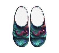 GUOLGP 3D Magical Dragon Scales Pattern Print Cute Washable House Slippers with TPR Sole Unisex Indoor Outdoor Travel shoes
