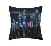 GUOLGP Aerial Night of View Hong Kong Print Comfortable Decor Pillow Covers Invisible Zipper Cushion Cases Office Living Room