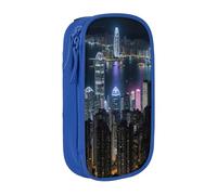 GUOLGP Aerial Night of View Hong Kong Print Functional Pencil Pouches Multi-Compartment Storage School Supplies Easy Access