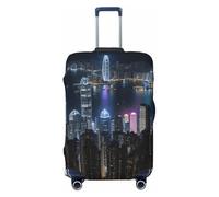 GUOLGP Aerial Night of View Hong Kong Print Universal Suitcase Cover Elastic Washable Travel Luggage Cover with Double Sided