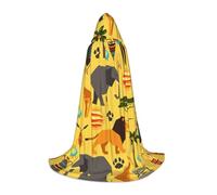 GUOLGP Africa Elephant Print Halloween Hooded Cloak Men Women Teens Wizard Robe For Christmas Costume Carnival