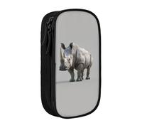 GUOLGP Animal Rhino Print Functional Pencil Pouches Multi-Compartment Storage School Supplies Easy Access