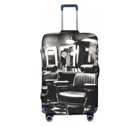 GUOLGP Barber Shop Monochrome Style Print Concealed Zipper Decorative Suitcase Cover Washable Travel Luggage Protector