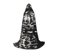 GUOLGP Barber Shop Monochrome Style Print Halloween Hooded Cloak Men Women Teens Wizard Robe For Christmas Costume Carnival