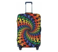 GUOLGP Bear Dancing Tie Dye Print Universal Suitcase Cover Elastic Washable Travel Luggage Cover with Double Sided