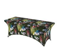 GUOLGP Beautiful Cockatoo Bird Flower Print Portable Rectangular Elastic Table Cover Fits Large Rectangular Parties Weddings