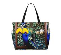 GUOLGP Beautiful peacock picture Print Stylish Bag Waterproof Tote Multi-Pockets Foldable Lightweight Outdoor Adventures