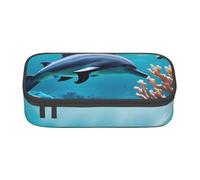 GUOLGP Beautiful Underwater World Dolphins Coral Print Stylish Large Capacity Pencil Case Spacious Study Pen Pouch School Supplies Travel