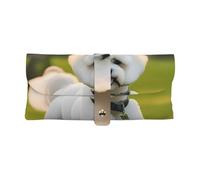 GUOLGP Bichon Frise Dog On The Grass Print Daily Use Sunglasses Case Soft Eyeglass Pouch With Strap For Women Travel Reading