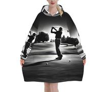GUOLGP Black And White Golfs Print Cozy Oversized Blanket Hoodie Xmas Adults Warm Winter Gift Snuggie With Pocket