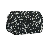 GUOLGP Black and White Leopard Print Versatile Portable Pen Pouch Storage Travel Supplies Office Travel Multi-Pockets