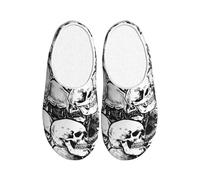 GUOLGP Black and white skulls pattern Print Cute Washable House Slippers with TPR Sole Unisex Indoor Outdoor Travel shoes