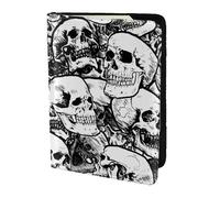 GUOLGP Black and White Skulls Pattern Print Stylish Unisex Passport Travel Family Vacation Document Wallet Lightweight Secure