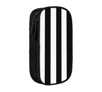 GUOLGP Black and-White Stripes Print Functional Pencil Pouches Multi-Compartment Storage School Supplies Easy Access