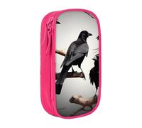 GUOLGP Black Crow Birds on a Branch Print Functional Pencil Pouches Multi-Compartment Storage School Supplies Easy Access