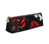 GUOLGP Black White and Red Roses Print Stylish Pencil Case Large Capacity 8.3 x 2.2 x 2.4In Triangle Pouch Daily Essentials