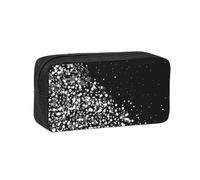 GUOLGP Black White Glitter Print Adults Simple Spacious Pen Case Stationery Organizer Pouch Office Daily Work Use