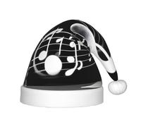 GUOLGP Black White Music Note Print Christmas Elf Hat for Children's Cap Santa Party Halloween Holiday New Year