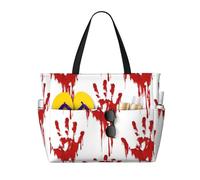 GUOLGP Bloody Handprints Print Stylish Bag Waterproof Tote Multi-Pockets Foldable Lightweight Outdoor Adventures