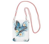 GUOLGP Blue Butterfly On Blossom Flower Print Phone Crossbody Bag Fashion Slim Lightweight for Travel Running Hiking Shopping