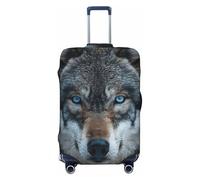GUOLGP Blue Eyes Wolf Print Universal Suitcase Cover Elastic Washable Travel Luggage Cover with Double Sided