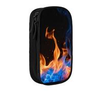 GUOLGP Blue Flame Print Functional Pencil Pouches Multi-Compartment Storage School Supplies Easy Access