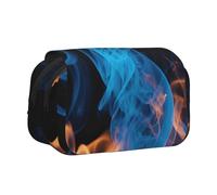 GUOLGP Blue Flame Print Versatile Portable Pen Pouch Storage Travel Supplies Office Travel Multi-Pockets