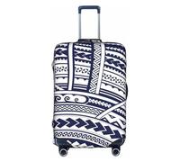 GUOLGP Blue Polynesian Maori Tribal Pattern Print Concealed Zipper Decorative Suitcase Cover Washable Travel Luggage Protector