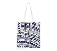 GUOLGP Blue Polynesian Maori Tribal Pattern Print Easy-Fold Portable Bag Canvas Shopping Bags Lightweight Eco-Friendly All Seasons