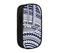 GUOLGP Blue Polynesian Maori Tribal Pattern Print Functional Pencil Pouches Multi-Compartment Storage School Supplies Easy Access