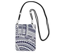 GUOLGP Blue Polynesian Maori Tribal Pattern Print Phone Crossbody Bag Fashion Slim Lightweight for Travel Running Hiking Shopping