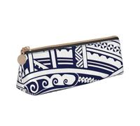 GUOLGP Blue Polynesian Maori Tribal Pattern Print Stylish Pencil Case Large Capacity 8.3 x 2.2 x 2.4In Triangle Pouch Daily Essentials